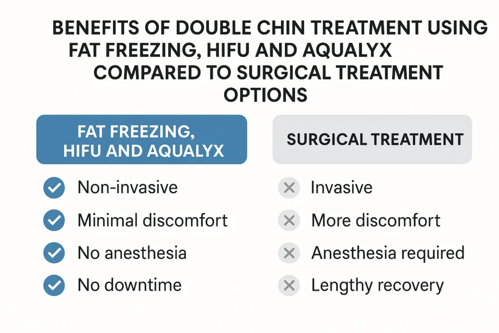 Graphic about the benefits of double chin treatment Bricket Wood - from LA LIPO