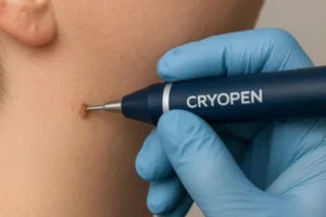 Person receiving skin tag removal Bricket Wood