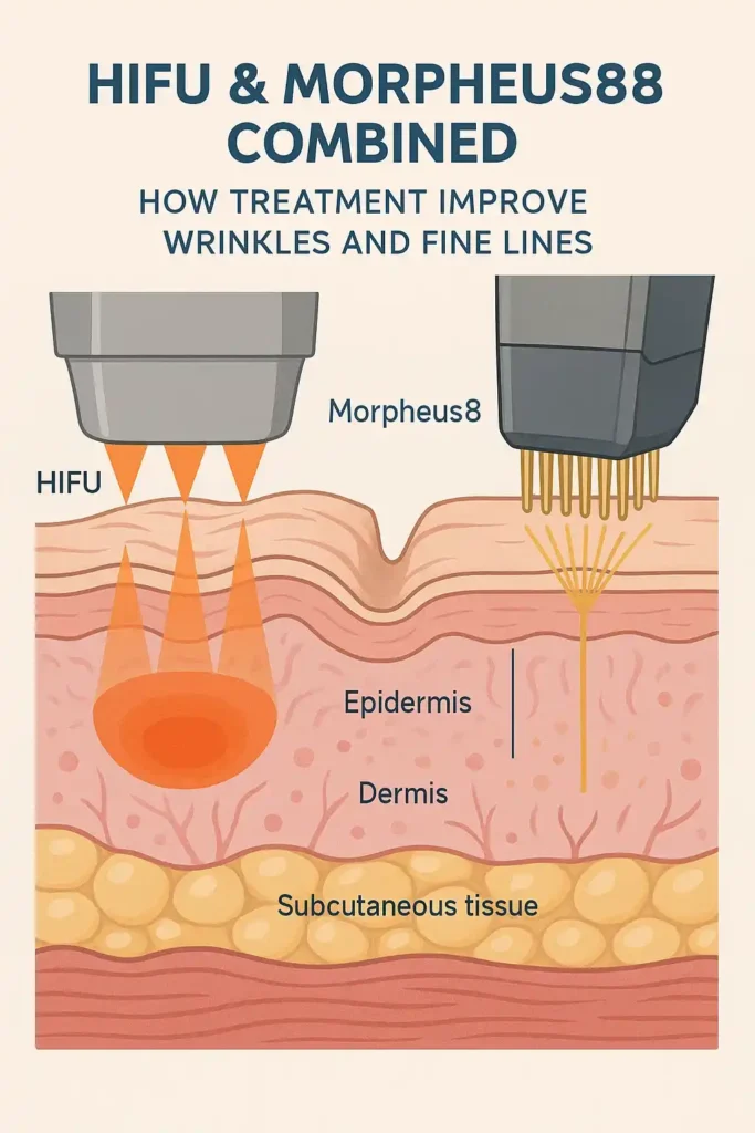 Diagram showing HIFU & Morpeus8 Bricket Wood and the benefits for reduction in wrinkles and fine lines