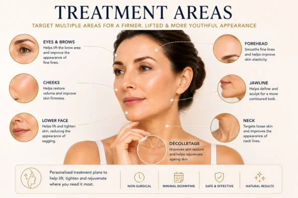 Areas of treatment for the ultimate lift tighten treatment Bricket Wood